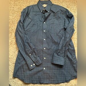 Duluth Trading Co Navy Plaid Button Down Shirt